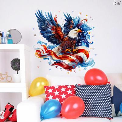 USA Independence Day Flag Eagle Wall Sticker Self-Adhesive Removable Poster Decal Home Decor Art