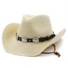 2023 Summer Men Women Straw Hollow Western Cowboy Hat Elegant Lady Punk Brand Sombrero Hombre Cowgirl Outdoor Jazz Beach Sun Hat
