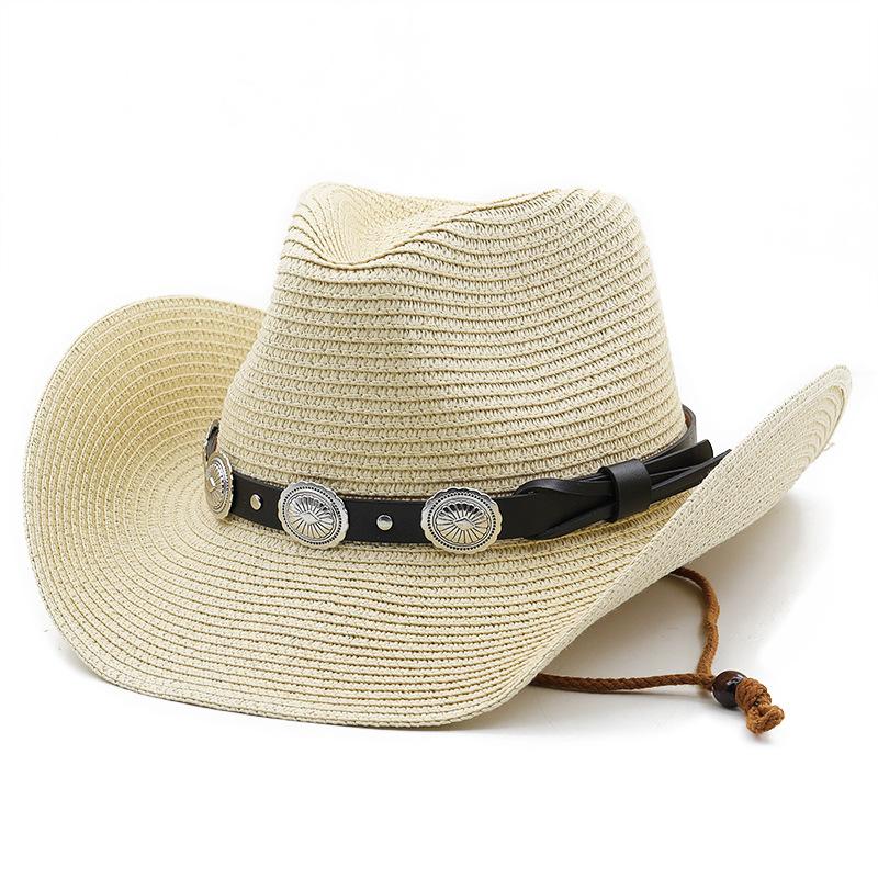 2023 Summer Men Women Straw Hollow Western Cowboy Hat Elegant Lady Punk Brand Sombrero Hombre Cowgirl Outdoor Jazz Beach Sun Hat