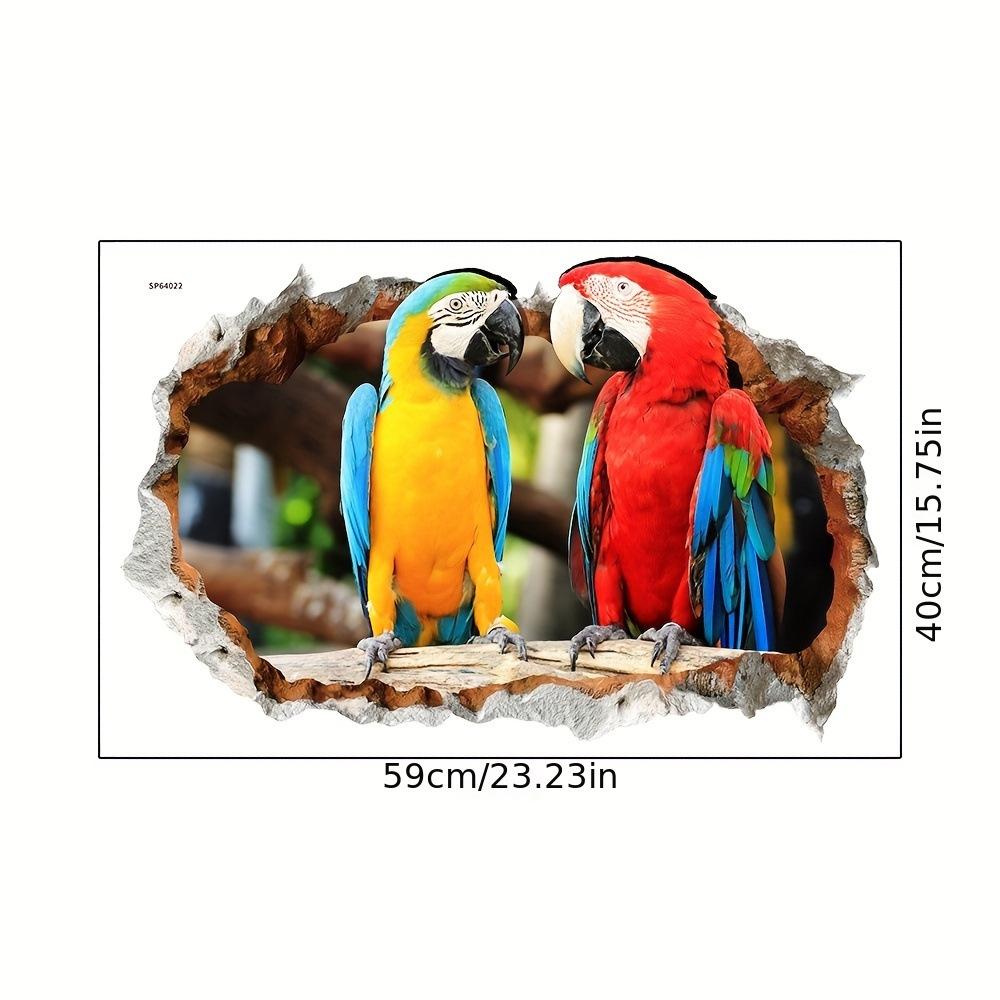 

3D Parrot Breaking Through Wall Sticker Self-Adhesive Removable for Bedroom Living Room Background Wall Home Decor Art 38x60cm разноцветный