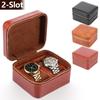 2-Schlitz Uhrenaufbewahrungsbox PU-Leder Uhren-Displaybox mit Wildleder-Innenfutter und Reißverschluss Tragbare Reise-Uhren-Organizer-Box