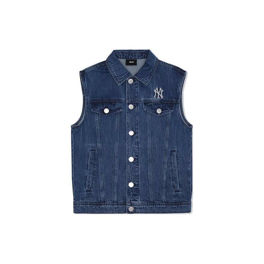 MLB SS24 New York Yankees Großes Logo Denim Weste Unisex Weste Indigo 3AVTB0141-50INS