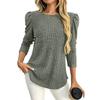 Women's Fashionable Solid Color Long Sleeved Round Neck Loose Casual Pullover T-shirt Top