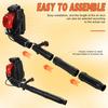 Backpack Gas Leaf Blower, 75.6cc 2 Stroke Engine, 850CFM, 200MPH, High Power Gasoline Leaf Blower, 2.3L Fuel Tank, Ergonomic Blower for Leaf, Sand,