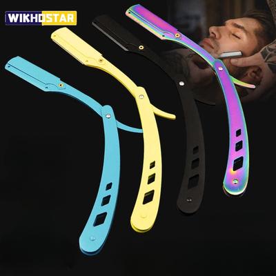 1 stk Mænd Barberværktøj Hårbarberkniv og Barberblade Antik Sort Foldbar Barberkniv Unisex Hårfjerning (Uden klinge)