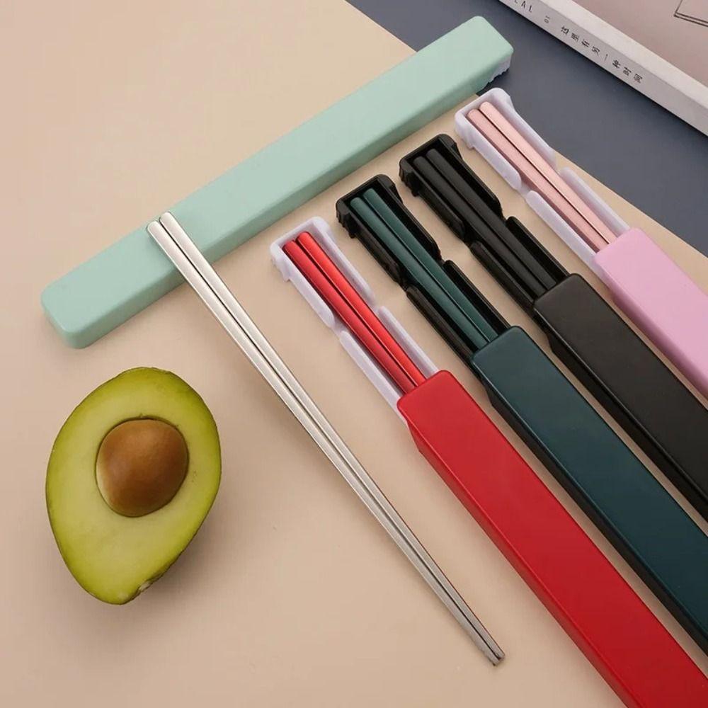 304 Stainless Steel Lunch Tableware Portable Dinnerware Set Chopstick  Kitchen
