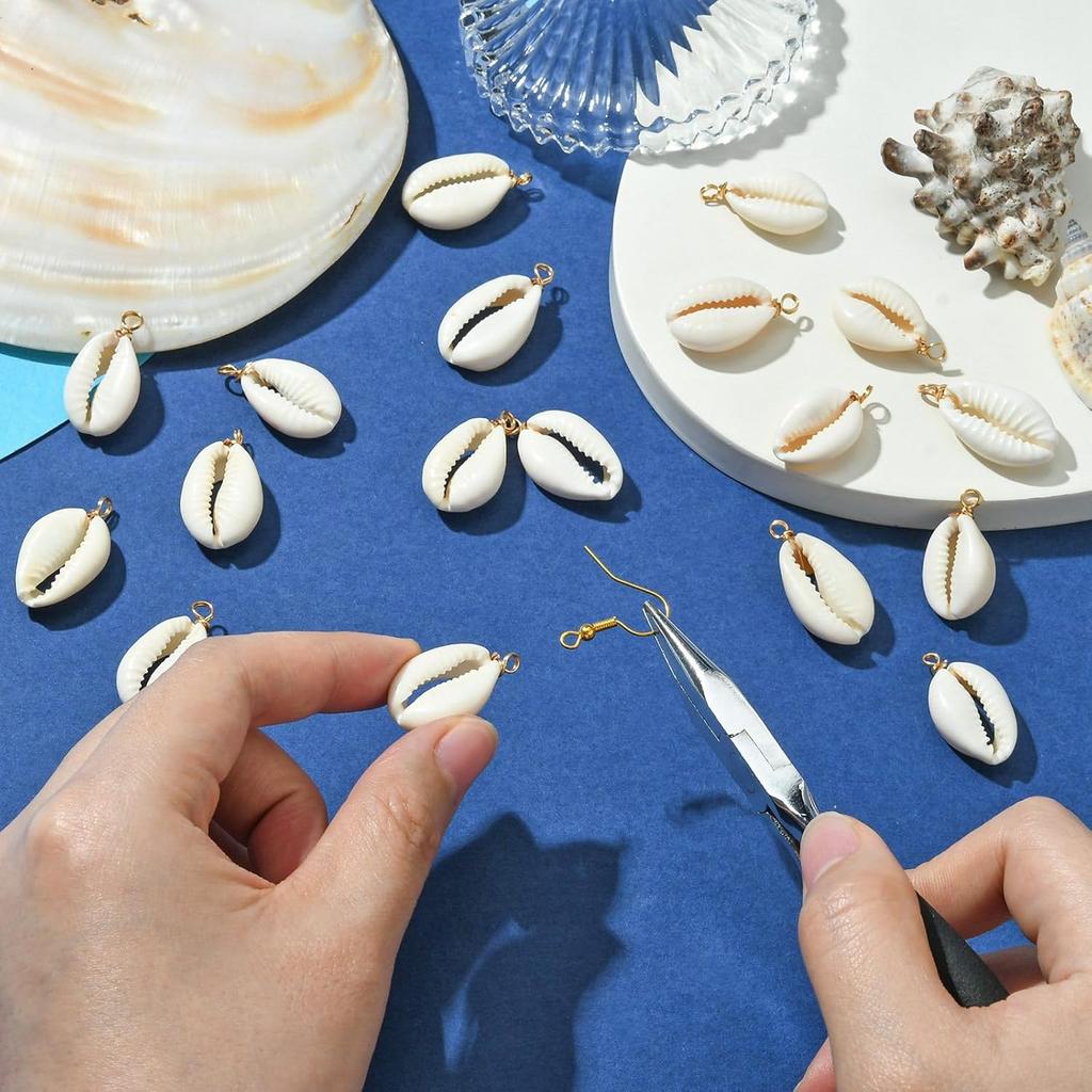 Airssory 100 Pcs Ocean Life Charms Natural Cowrie Shell Charms for Earring Bracelet Necklace Jewelry DIY Craft Making