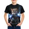 Children Clothes Girl Boys T-shirt Summer Fashion 3D Cat Print Cartoon Casual Fun Comfortable Round Neck Short Sleeve T-shirt
