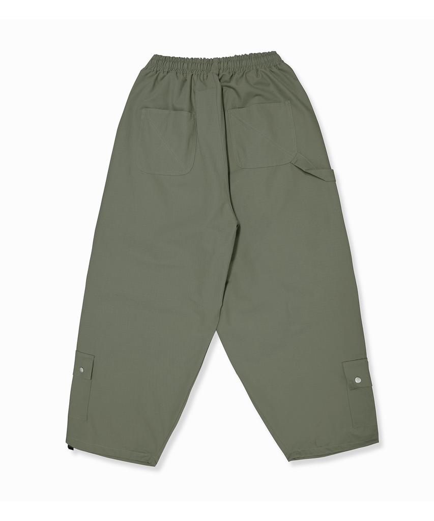 Deuneiji Balloon Double-Pleat Wide Low Pocket Pants Khaki 0353