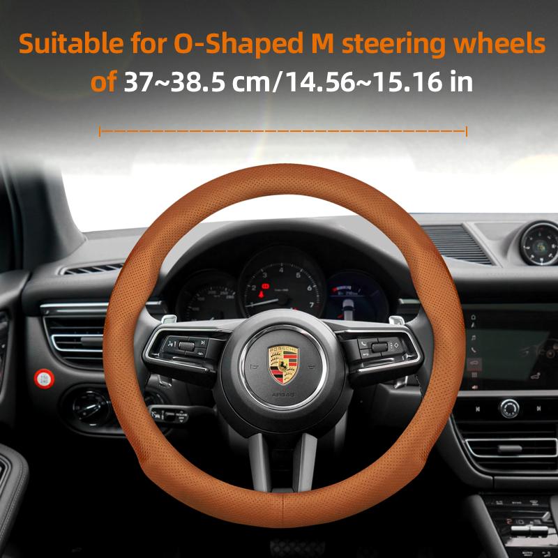 Geschikt voor Porsche Ultra-dun Ademend Leer Stuurwielhoes Geschikt voor Casenne 996 Macan 957 Volante Boxster 986 718 Alcantara 997