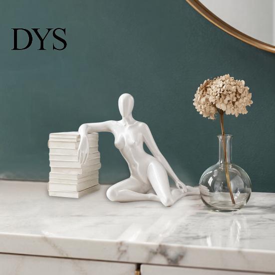 Women Desktop Ornament 3D Printed Abstract Figurine, Modern Female Body Art Statue, Minimalist Bookcase Decoration Leaning Book Sculpture for