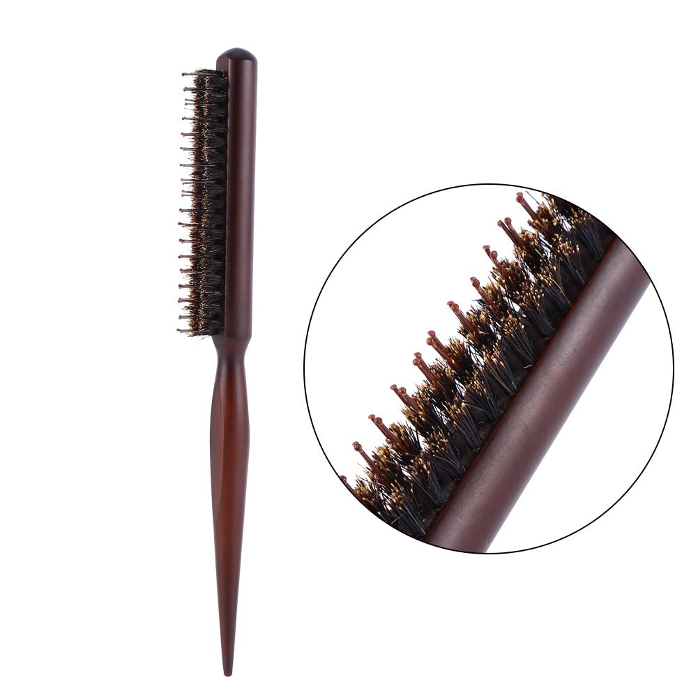 Wood Handle Natural Boar Bristle Hair Brush Fluffy Comb Hairdressing Barber Tool