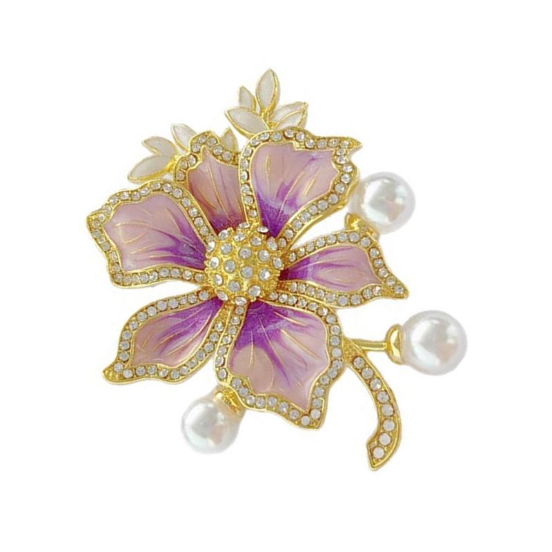 A52E Stylish Floral Brooch Pin Elegant Design Sturdy Metal Jewelry Gift CN