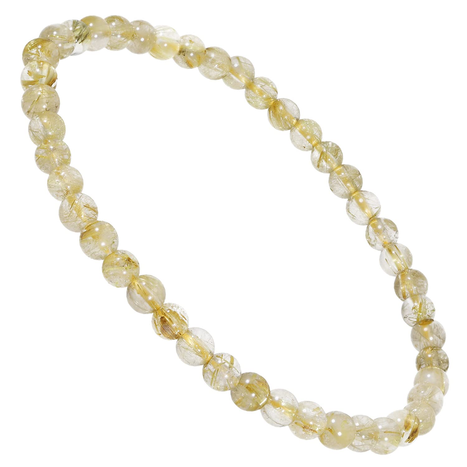 

Gold Rutilated Quartz Slim Bracelet 4mm L Power Stone Prayer Beads Bracelet for Women and Her Stacking Simple [Shinjuku Ginnokura] Approx. 17.5cm золотий