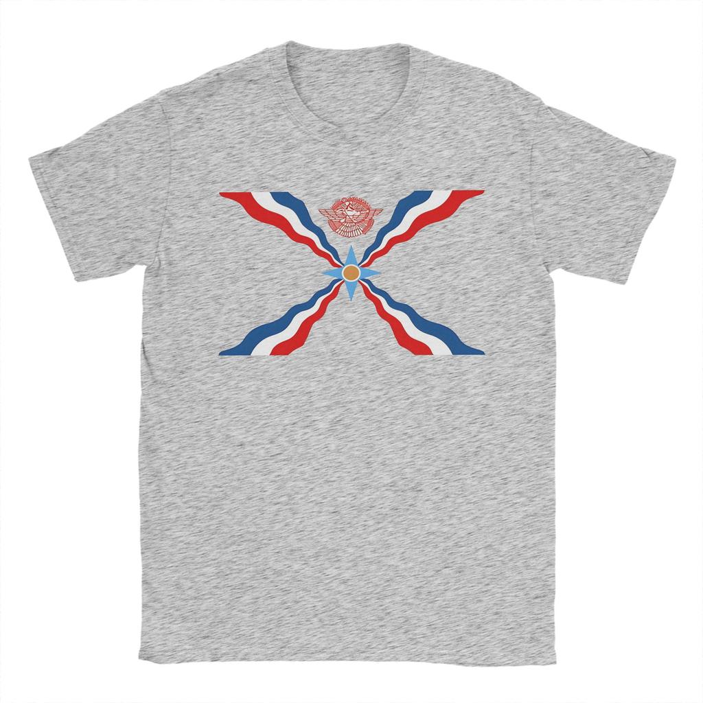 Assyrian Flag TShirts Men Crazy Cotton Tees O Neck Short Sleeve T Shirts Printed Clothing