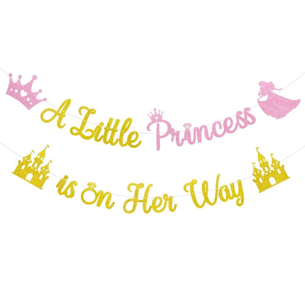 2 Strings A Little Princess Banner Pre-Strung Princess Party Decor  for Girl Baby Shower