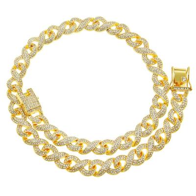 Men's 8-Shaped Diamond Cuban Chain Twist Knot Necklace - European & American Hip-Hop Style