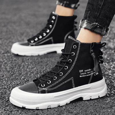 Herren Outdoor Bequeme Coole Canvas Schuhe Für Herren Lässige High Top Sneaker Plateau Skateboard Schuhe Schnürstiefel lässig