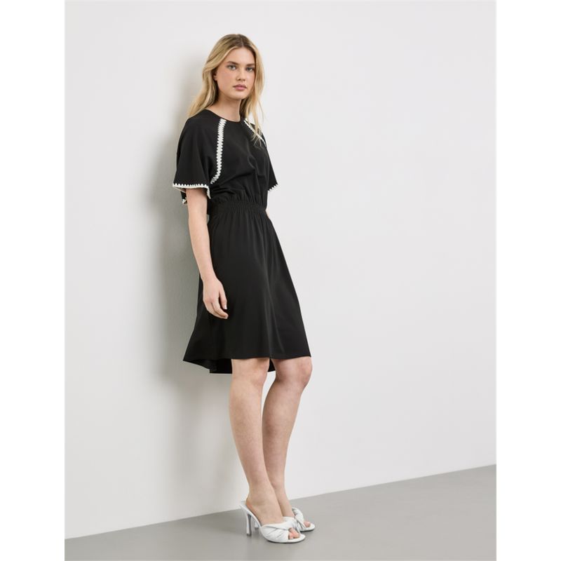 

Official Website New Women Mercerized Cotton Texture Ice Silk Summer Loose a Swing Elastic Waist Batwing Sleeve One piece Dress Women Black 44