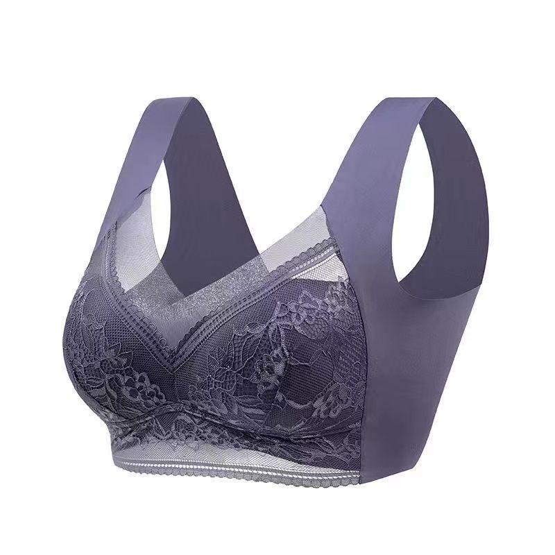 Women Lace Wireless Bra Seamless Breathable Comfortable Full Cup Supportive Anti Sagging Lingerie