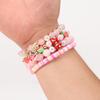 Strawberry Pendant Pink Beads Multilayer Stretch Bracelet Cute Fruit Design Hand Decoration Gift For Women