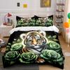 Tiger Surrounded by Roses. Bedding Sets Duvet Cover Sets Duvet Covers Pillowcases(1*Duvet Cover 2*Pillowcases Without Duvet Insert)