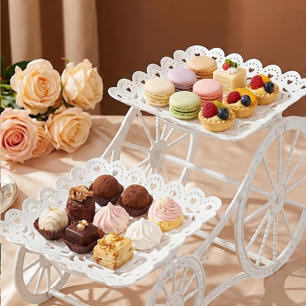 Desktop Holder White Plastic Cake Stand Multi-Tiered Bicycle Model Dessert Stand European Style Party Fruit Plate Birthday Party