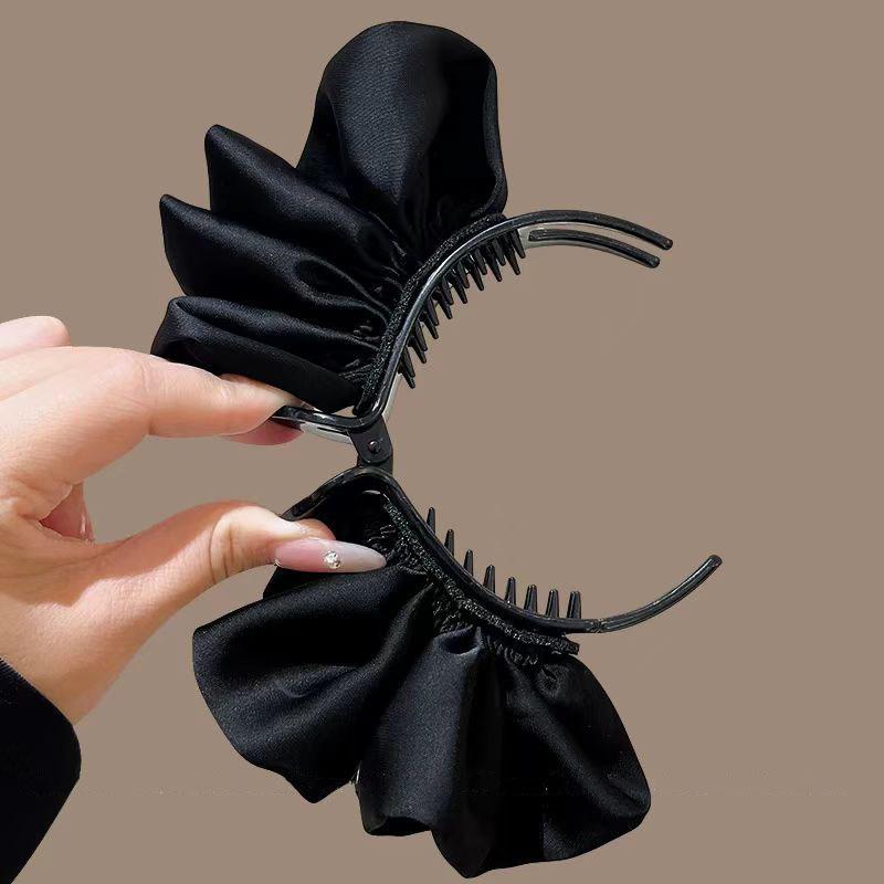 Korean Stain Bow Large Hairpins Elegant Ponytail Clamp Hair Clip Barrettes Hairgrip for Women Hair Accessories Ornament Headwear