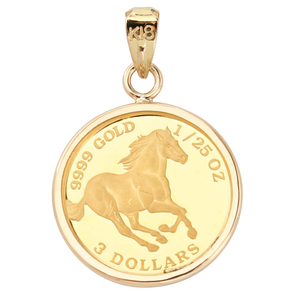 

Goods Pure Gold K24 Pendant Top Hose Coin Simple Frame [Happy Shop] 1/25oz Men s Women s