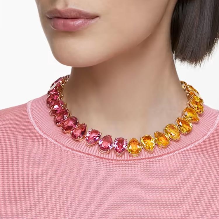 Swarovski Millenia Two-Tone Design Crystal Necklace Women Necklace Pink Yellow 5616734