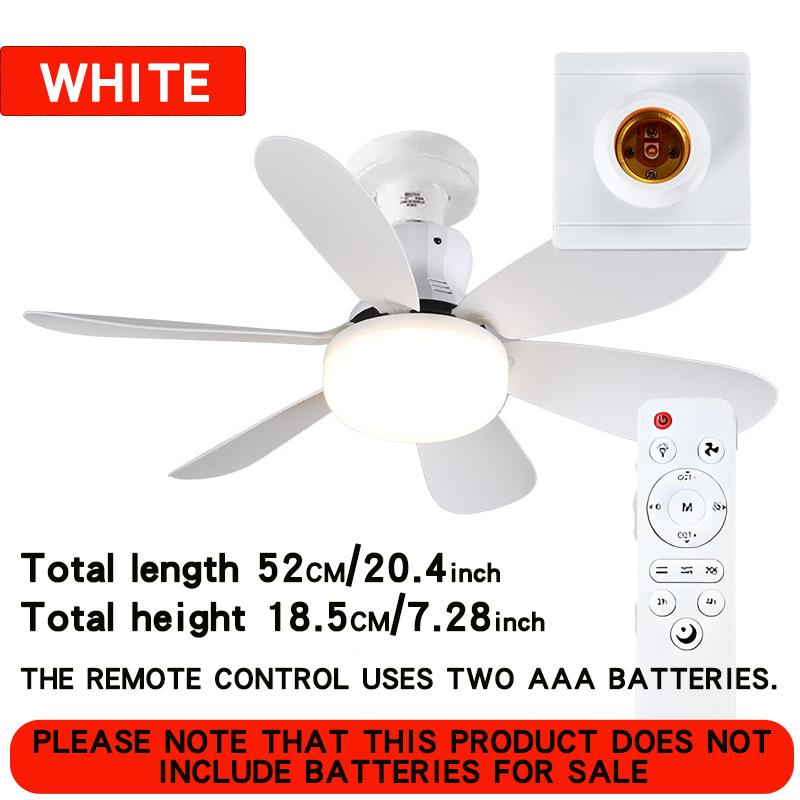 40W Socket Fan Light, 20.5" Screw Ceiling Fan with Light and Remote, E27 Socket Fan with LED for Bathroom, Bedroom, Fan LED