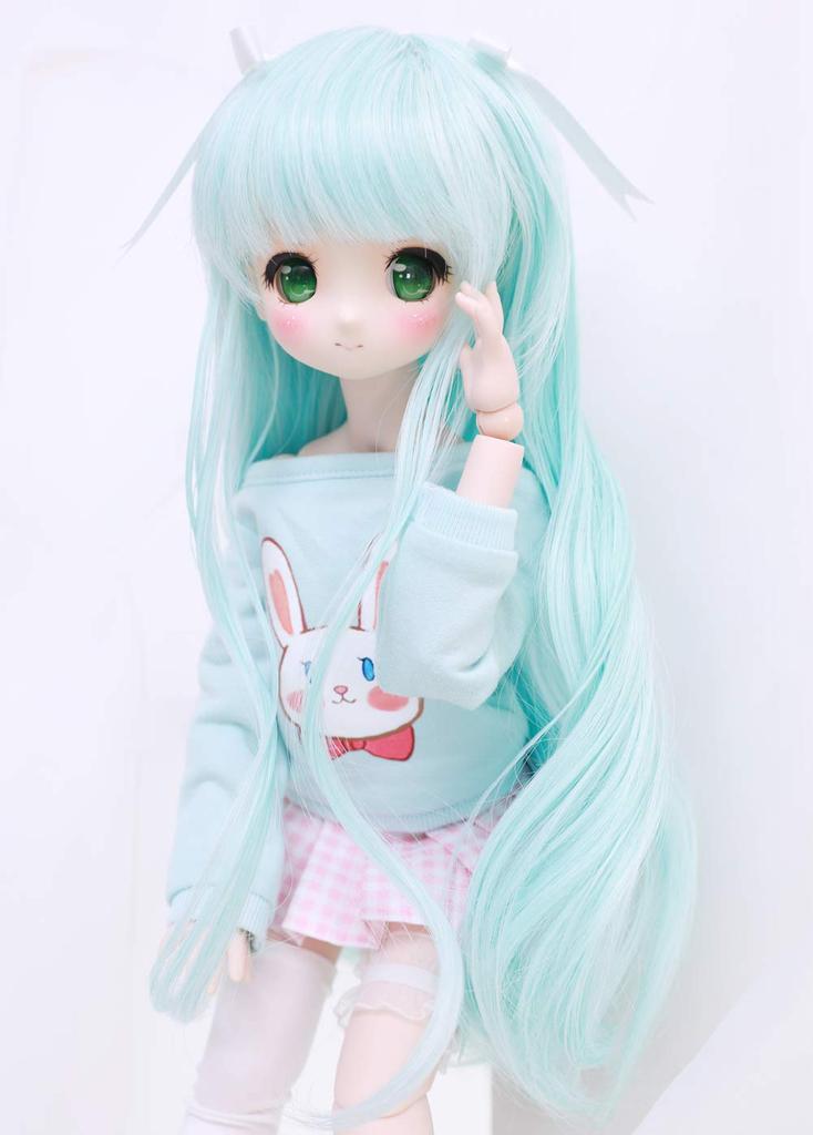 Linfairy Size Doll BJD Wave Wig 1/3 Wig, (Light Blue)