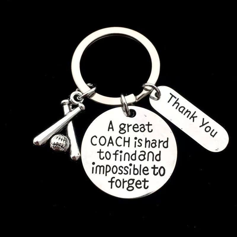 Stainless Steel Engraved Keychain for Coaches: Basketball & Football Grad Gift.
