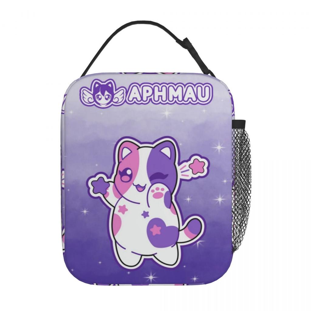 Cute Aphmaus Gaming Insulated Lunch Bags Large Meal Container Thermal Bag Tote Lunch Box Office Outdoor Bento Pouch