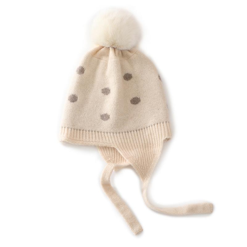 Children's cashmere hats boys and girls autumn and winter knitted cold-proof ear protection hair warm hairball hat spot winter