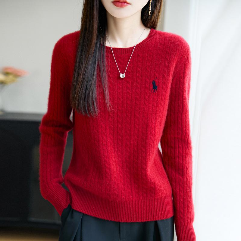 Women's Slim-Fit Wool Cable Knit Sweater - Autumn/Winter Collection