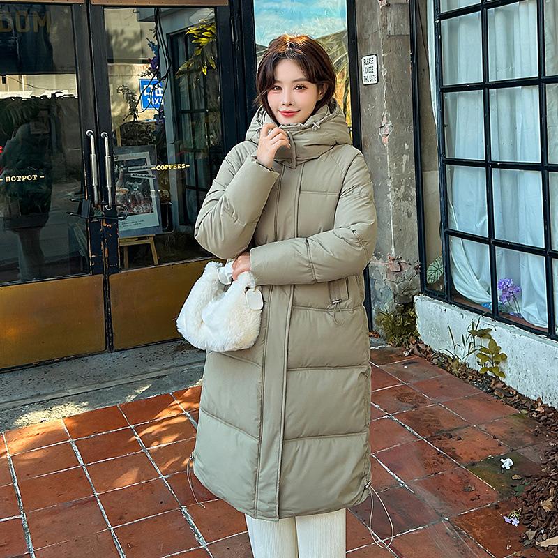 Down cotton jacket schoolgirl long over the knee loose ins loose bread suit thickened cotton jacket winter new padded jacket jacket