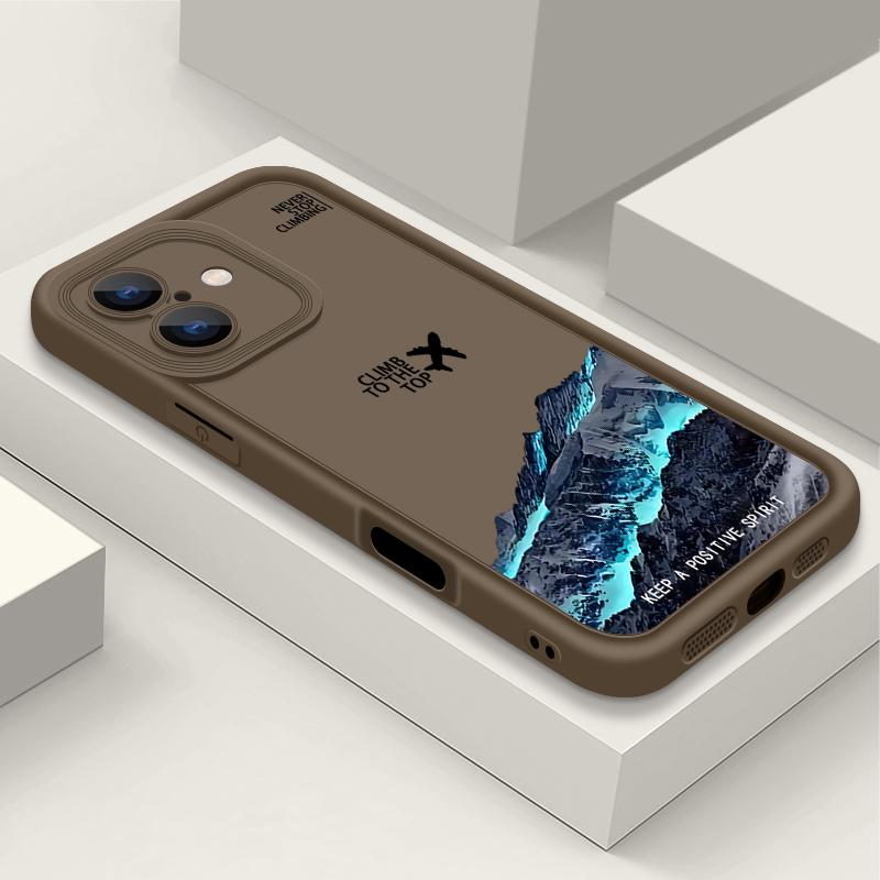 Custodia Antiurto con Motivo Montagna Aereo Per iPhone 16 Pro Max 15 Plus 14 Pro 13 12 11 XS XR 8 7 TPU Morbido Opaco Silicone Cover Guscio