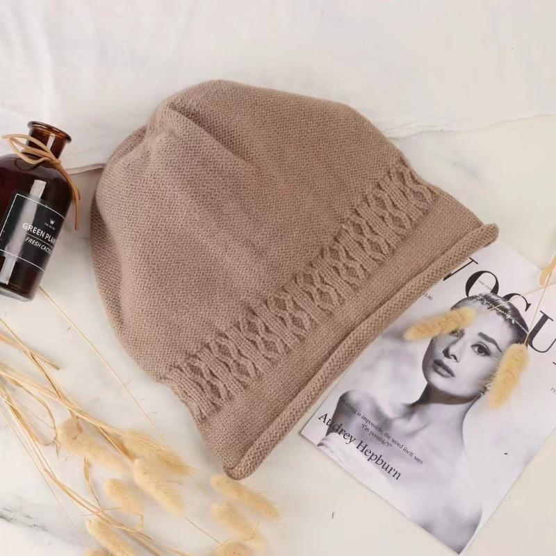 Autumn and Winter Woolen Hats Pile Hats Cold Hats Couple Baotou Hats Knitted Hats Spring and Autumn Confinement Hats Big Head Circumference