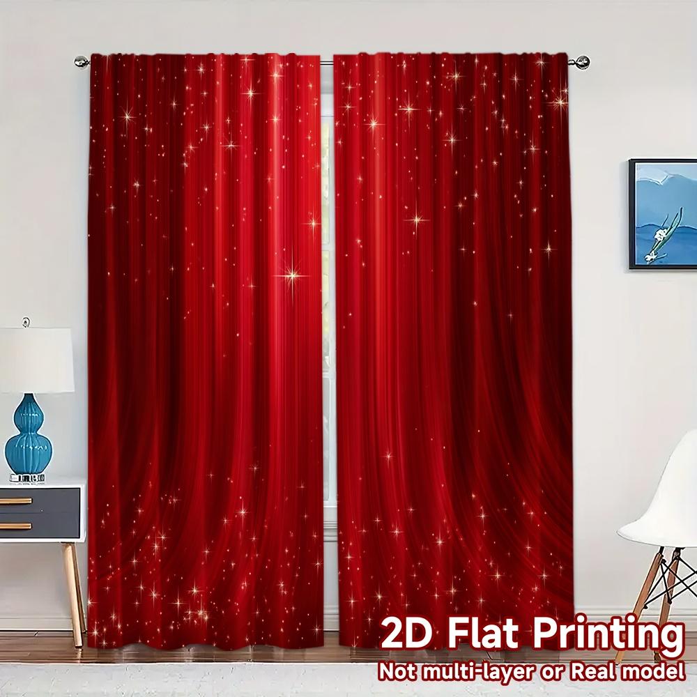 

Flat Printing Jit Curtains Without Rod Curtain Sparkles Popular Pattern Versatile Polyester Gifts Set Of 2 Made W100*H70(CM)-Hooks&2PCS