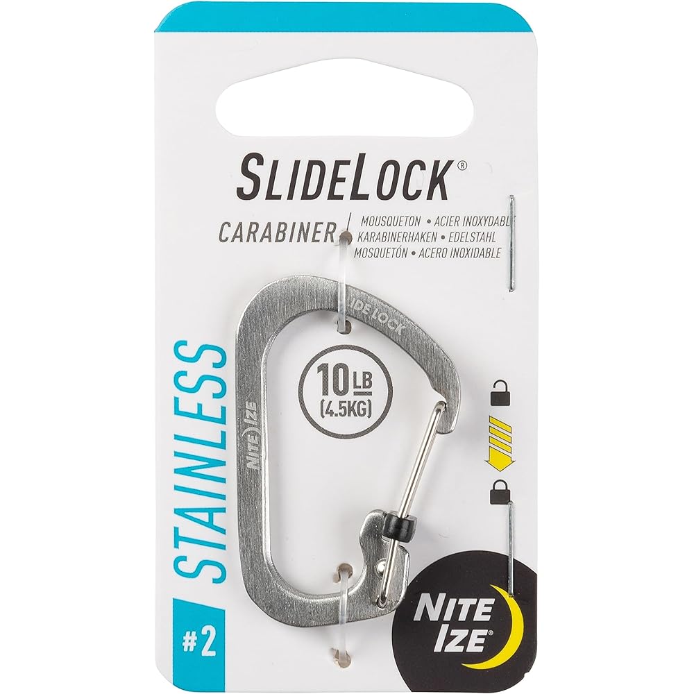 Nite Ize SlideLock #2 Silver Keychain Carabiner Clip Lightweight Durable Accessory