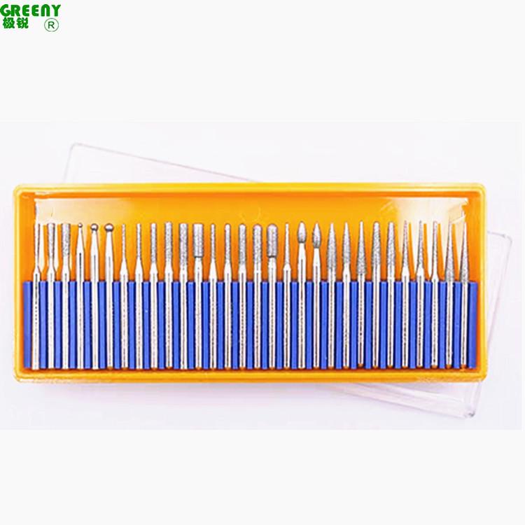 30-Piece Electroplated Diamond Grinding Needles Set for Jade Carving and Polishing