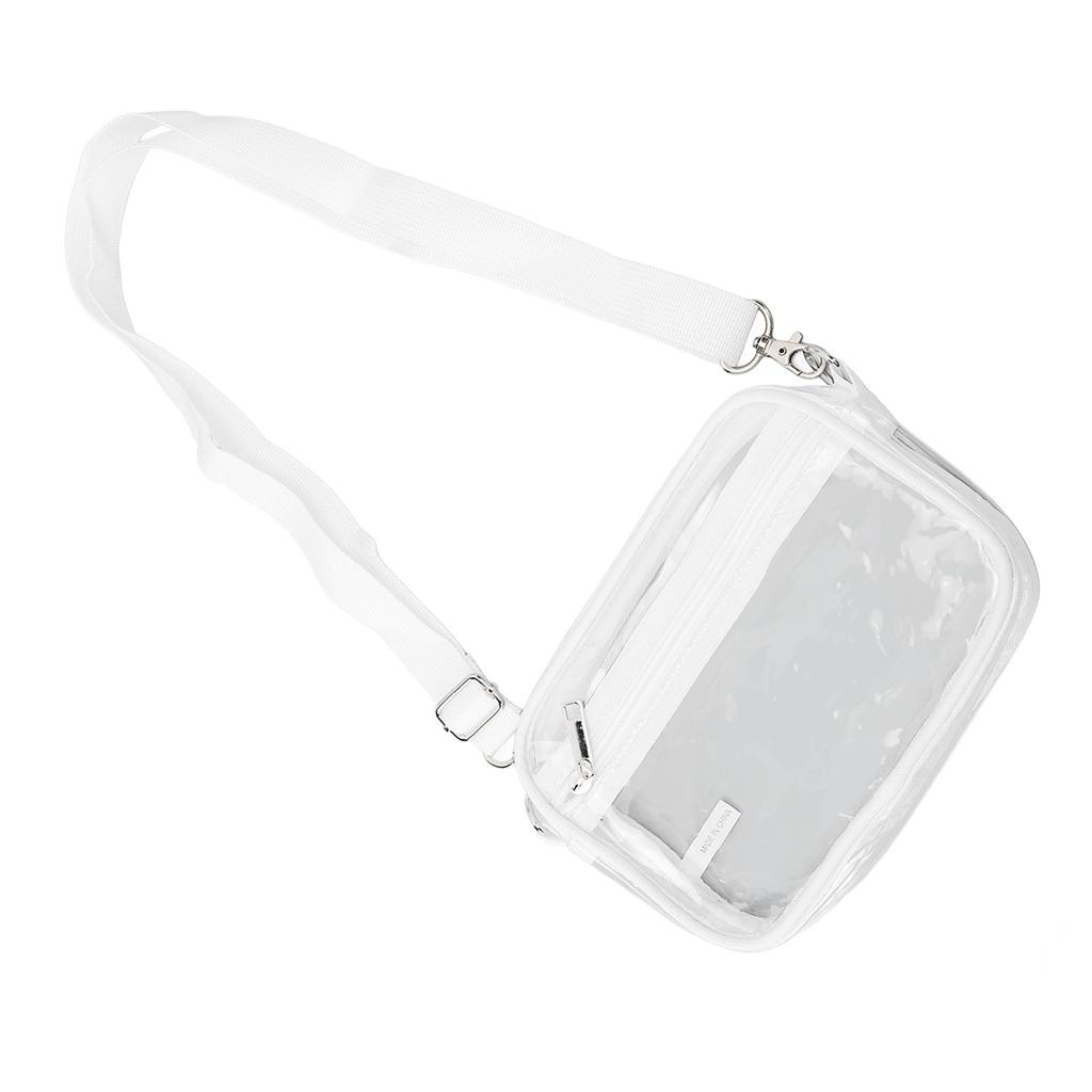 Waterproof Clear Shoulder Bag Storage Adjustable Strap Casual Fitted PVC Transparent Bag Purse S White
