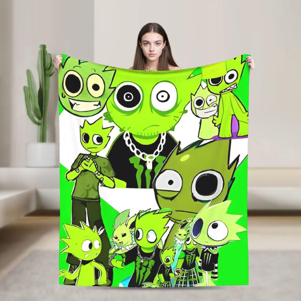Sprunkis Game Blankets Fleece Novelty Breathable Throw Blankets for Chair Covering Sofa All Season