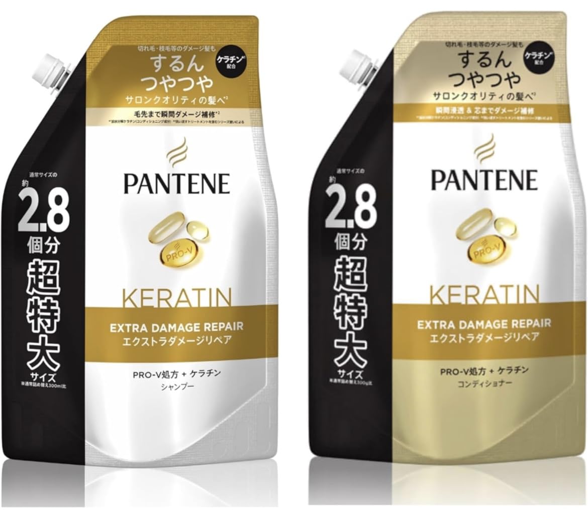 

Pantene Extra Damage Care Shampoo & Treatment Conditioner Set, Refills, Large Capacity, Extra Large, 860ml Each