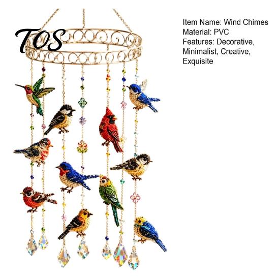 Decorative Hanging Ornaments for Home Graceful Bird Wind Chime, Stained Outdoor Sun Catcher Windchime, Colorful Yard Garden Chimes Decorations,