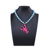 Simple and Fashionable Summer Fresh Ocean Wind Colorful Handmade Beaded Alloy Lobster Pendant Female Versatile Necklace