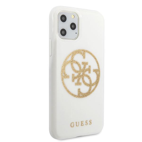 Guess Guhcn65Tpuwhglg Iphone 11 Promax Biały/White Hard Case Glitter 4G Circle Logo