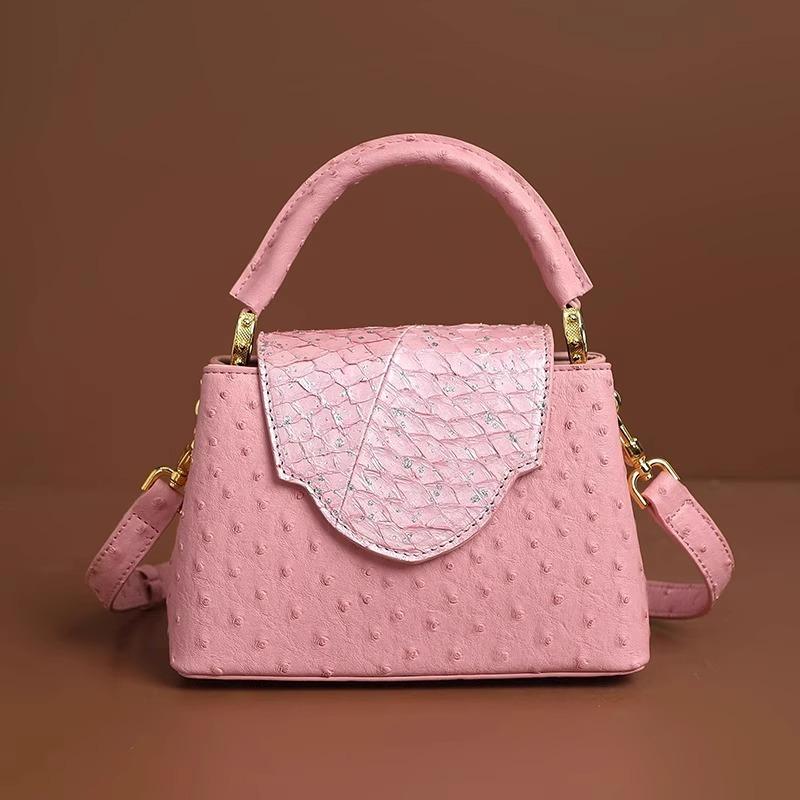 Luxury Designer Brand Fashion Leather Ostrich Print Handbag Shoulder Crossbody Bags for Women Sac À Main Femme