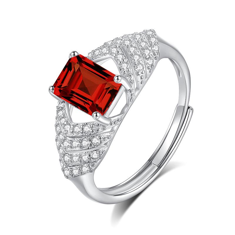 

Ring new s925 sterling silver inlaid with natural crystal stone jewelry women s light luxury fashion jewelry gifts opening adjustable